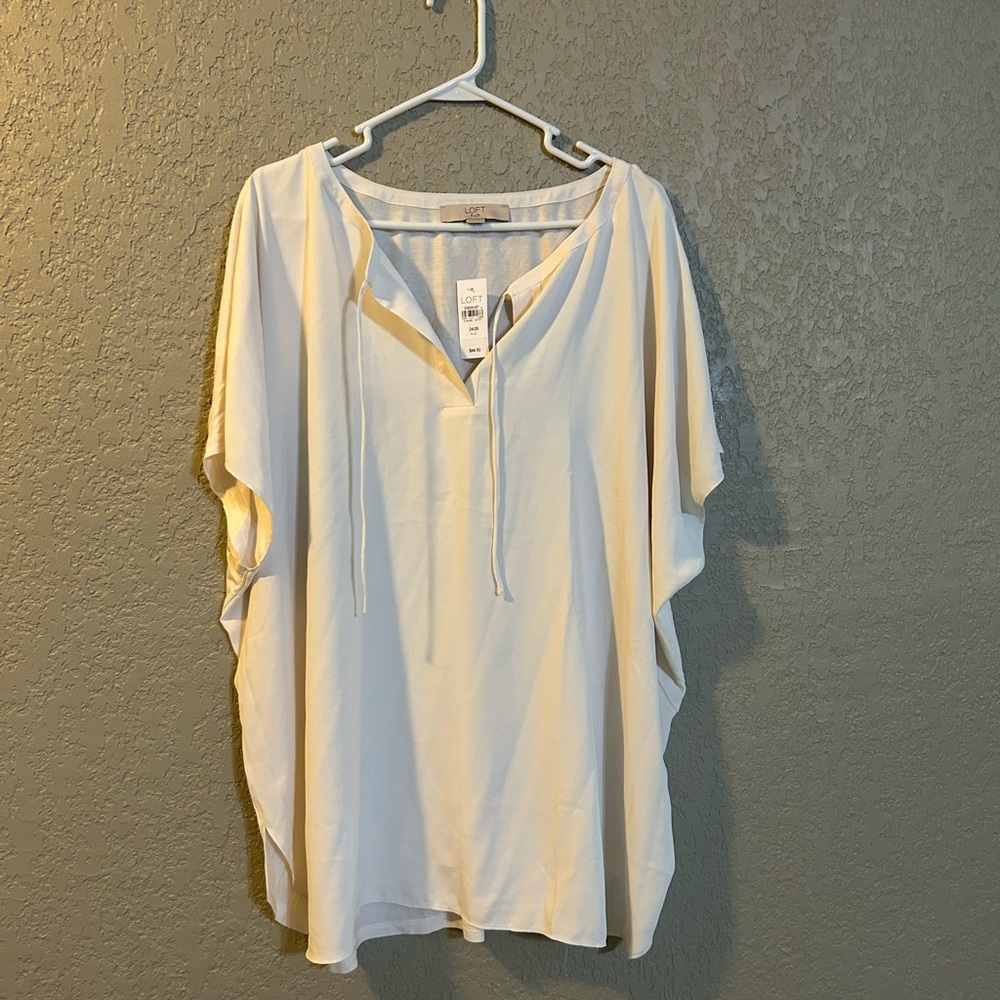 LOFT Plus Front Tie White Top